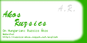 akos ruzsics business card